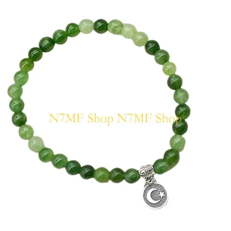 N7MF Unisex Prayer Beads Bracelet 33 Glass Beads Elastic Islamic Rosary Gift