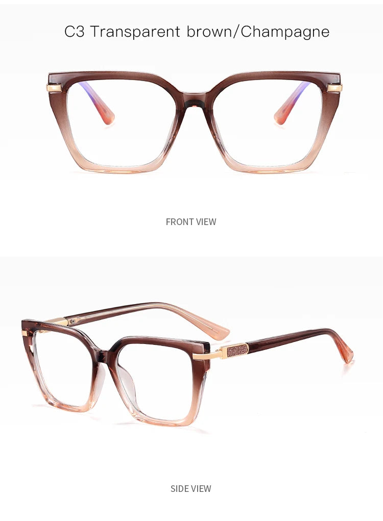 JMISUS Lightweight TR90 Butterfly Prescription Progressive Glasses Women Anti Blue Light Photochromic Square Optical Eyeglass