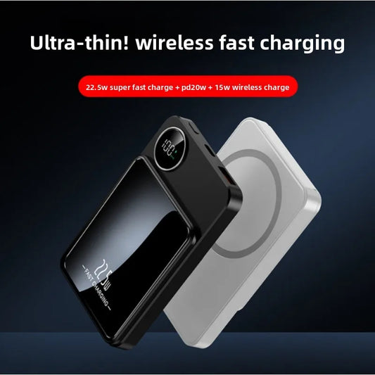 JZD 10000mAh Ultra-thin and Compact Magnetic Wireless Power Bank with 22.5W Magsafe Fast Charging Mobile Power Source