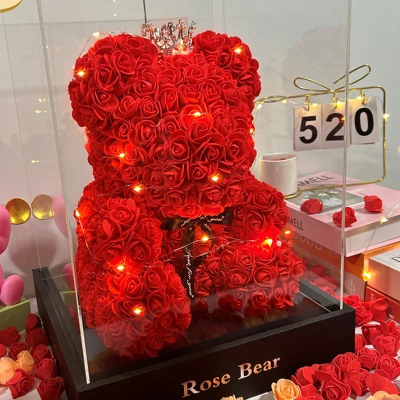 New Artificial Flower Eternal Rose Teddy Bear for Mom Mother's Day Birthday Valentine's Day Anniversary Gifts & Artificial Decor