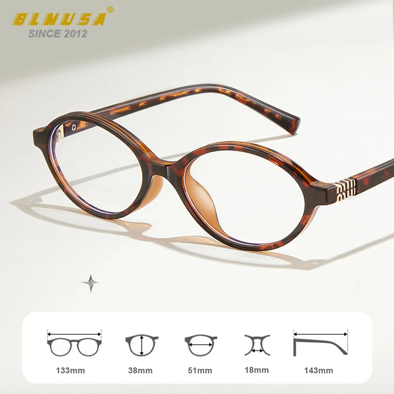BLMUSA Retro Anti Blue Ray Photochromic Myopia Glasses Women Oval Small Frames Prescription Glasses Pop Classic Reading Glasses