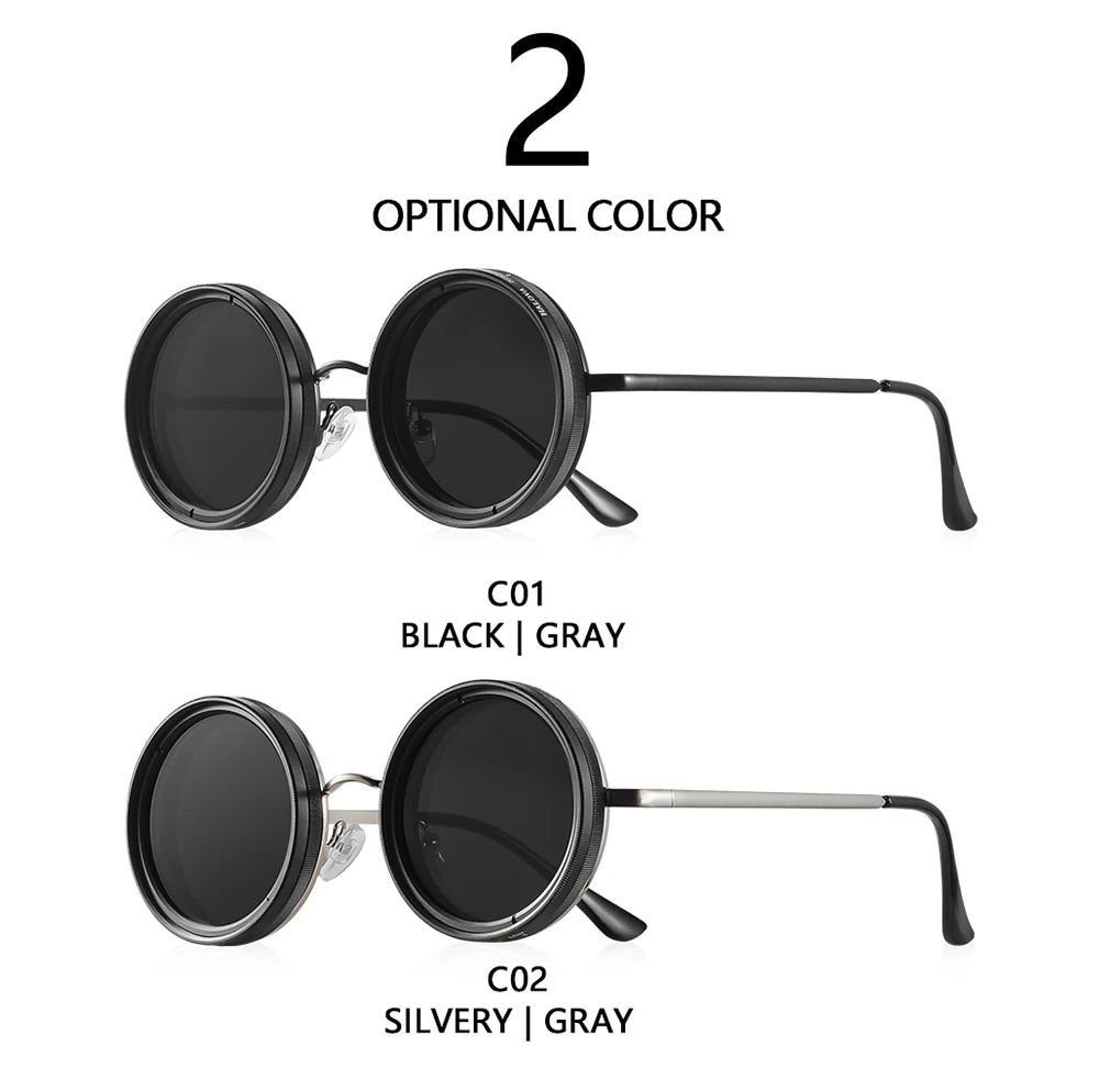 CRIXALIS Adjustable Tint Sunglasses Men 1-9 Gears Round Polarized Glasses Women with ND Filter Lens Beach Shady Fishing Driving