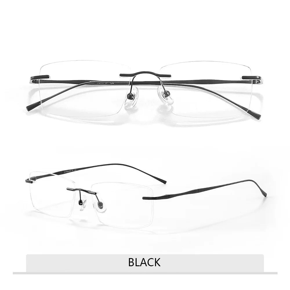 Pure Titanium Glasses Anti Blue Light Men's Eyeglasses Frames Luxury Brands Rimless Glasses Women Pure Titanium Computer Lenses