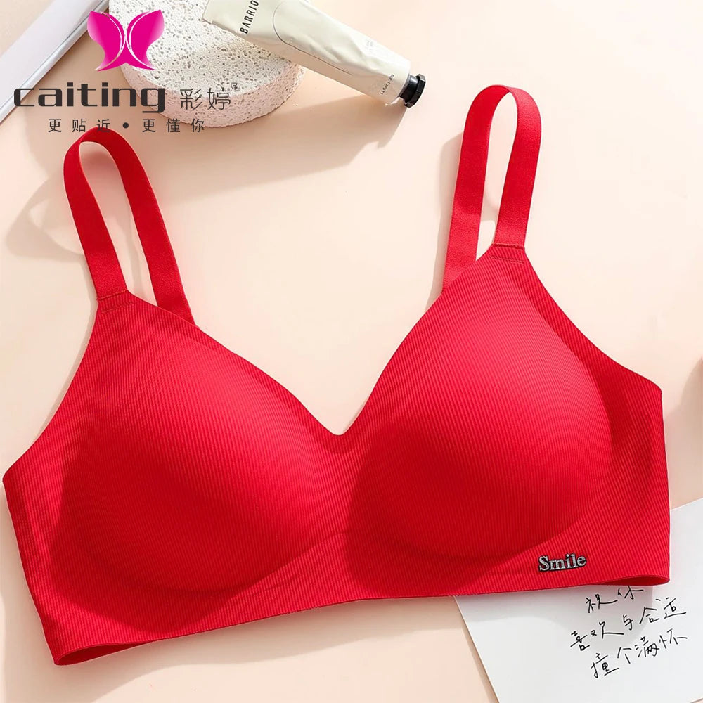 CAITING Beautiful Back Latex Cup Bra Soft Support Strips Skin-friendly Underwear For Women With Small Breasts