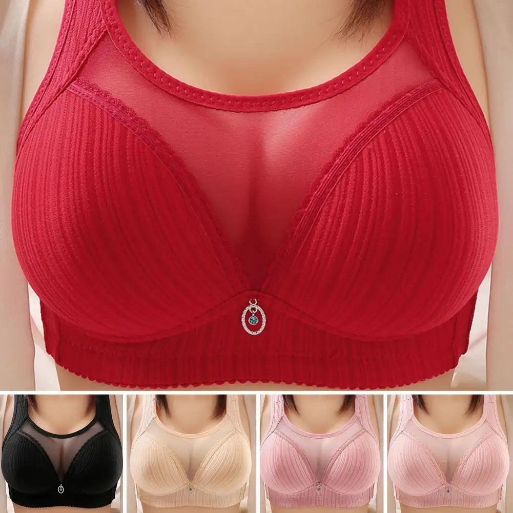 Women Wireless Free Bra Comfortable Non-slip Push-up Sports Bra with Wide Shoulder Straps Chest Pad for Women Breathable