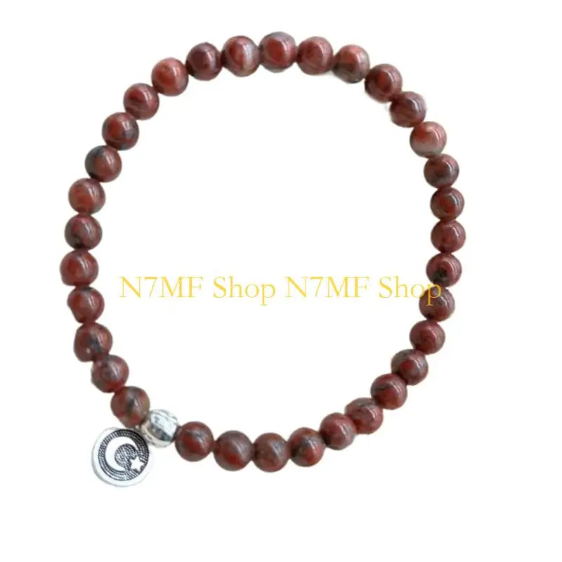 N7MF Unisex Prayer Beads Bracelet 33 Glass Beads Elastic Islamic Rosary Gift