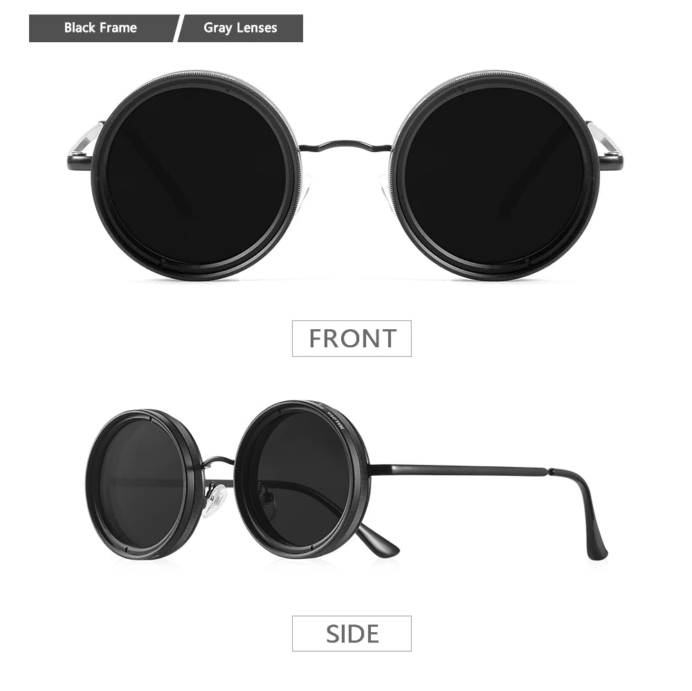 CRIXALIS Adjustable Tint Sunglasses Men 1-9 Gears Round Polarized Glasses Women with ND Filter Lens Beach Shady Fishing Driving