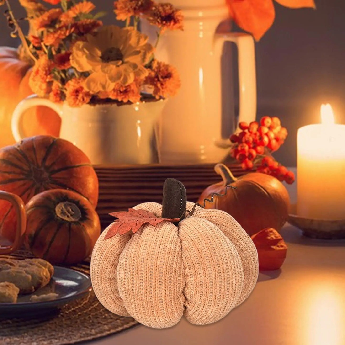 Crochet Pumpkins Handmade Fall Decor Knitted Pumpkin Ornaments for Thanksgiving Halloween Home Table Centerpiece Decorations