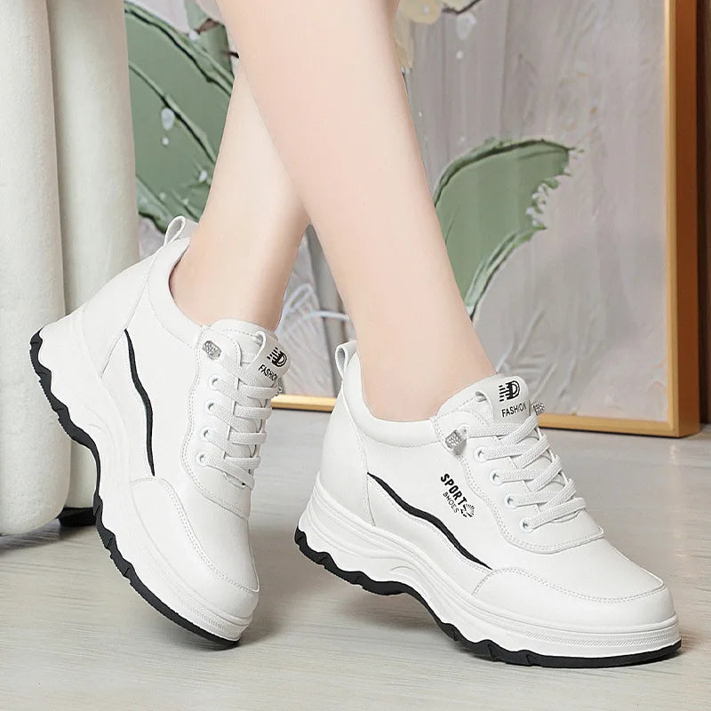 Women Water Proof Solid Comfort Sneakers Breathable Sports Shoes Outdoor Walking Flats Spring Casual Soft Leather Shoes 2024