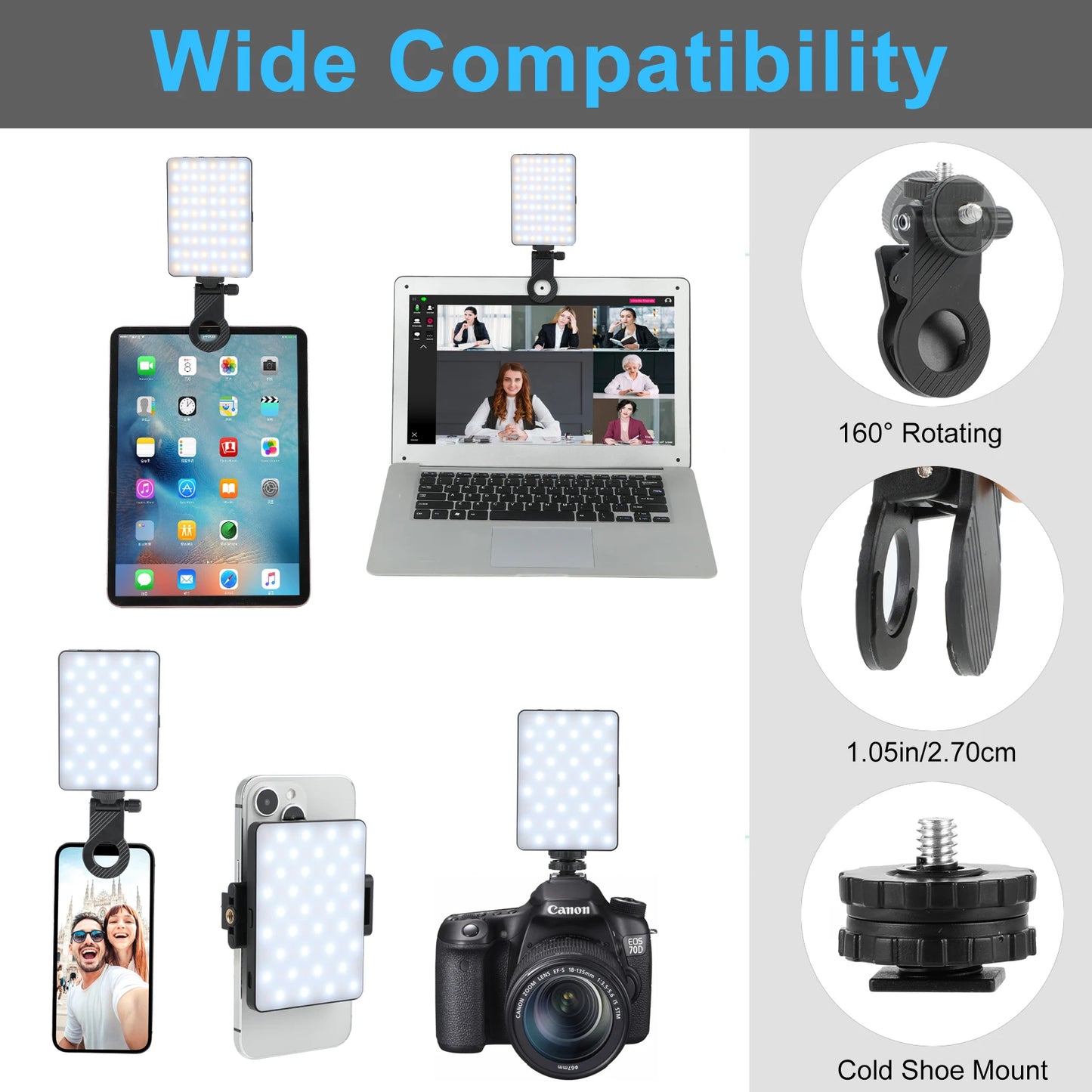 Selfie Light with Clip on Phone Light for iPhone iPad Laptop Camera LED Phone Light Clip Fill Light for Tiktok Video Makeup