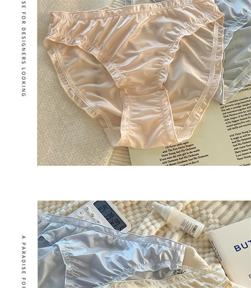 Satin lenceria Cute Sweet Girls' underwear Breathable calzones para mujer Silky smooth ropa interior femenina sexy panties 3XL