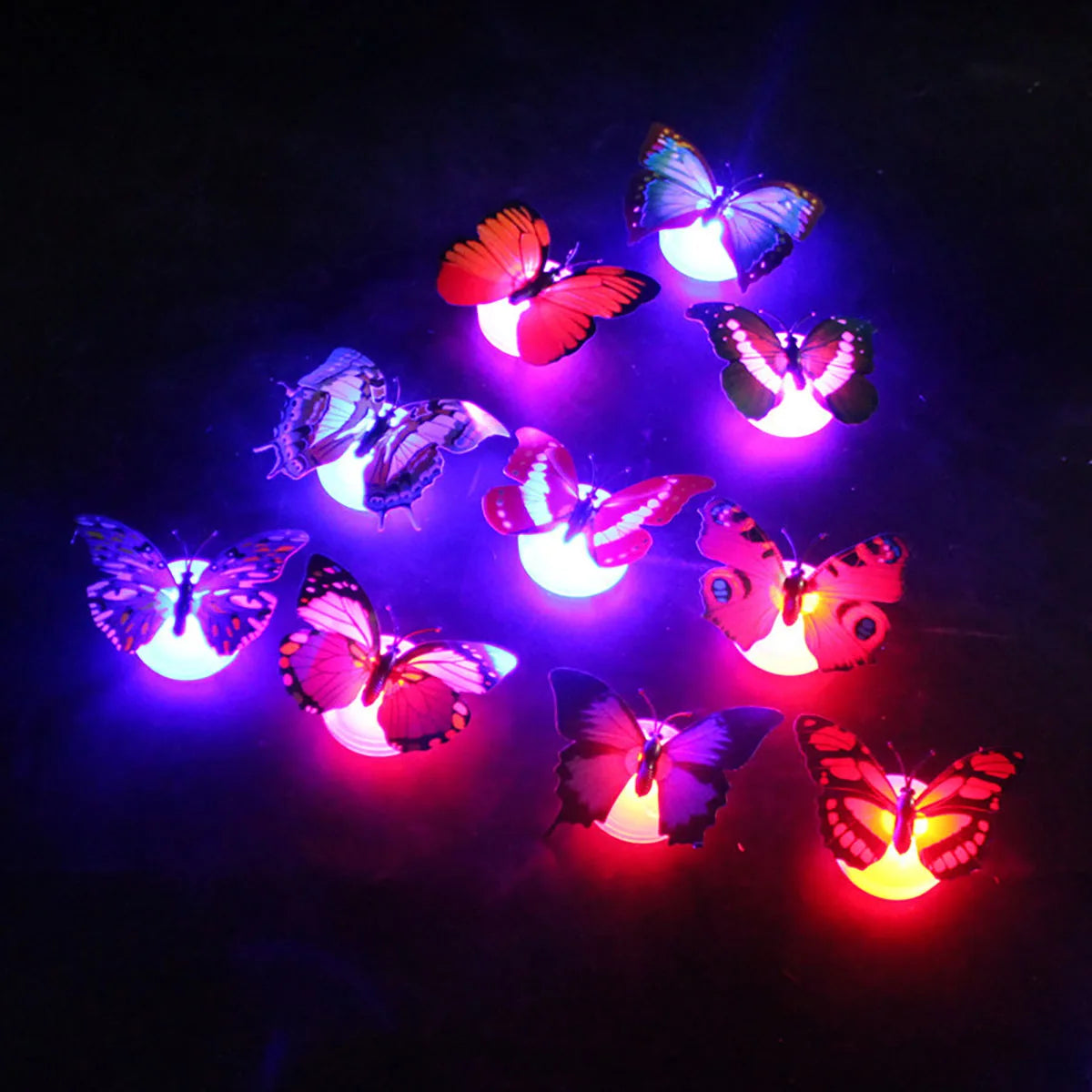 10pcs 3D LED Butterfly Decoration Night Light Sticker Single and Double Wall Light for Garden Backyard Lawn Party Festive Party