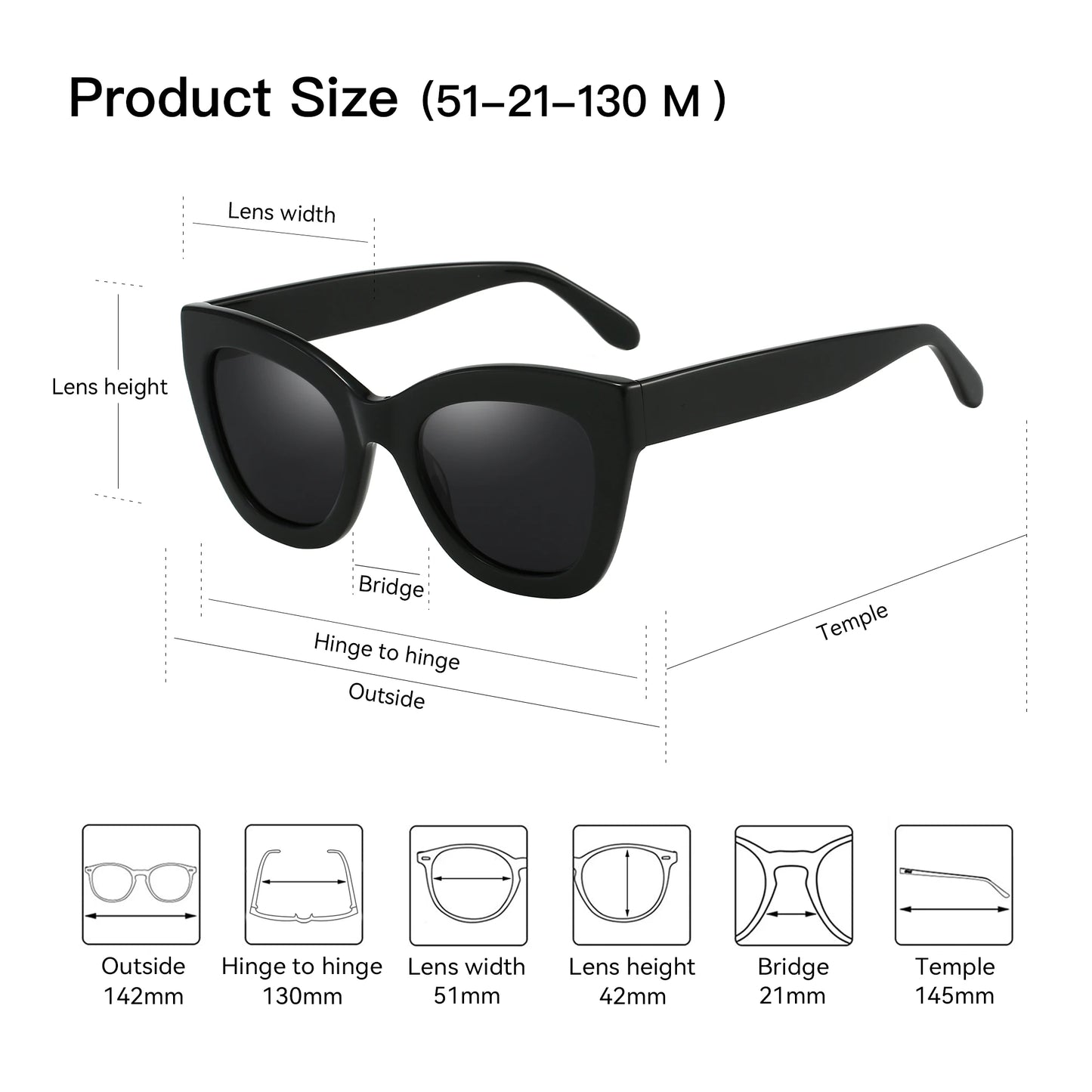 ZENOTTIC Handmade Acetate Polarized Sunglasses Fashion Square Shade UV400 Protection Sun Glasses for Women