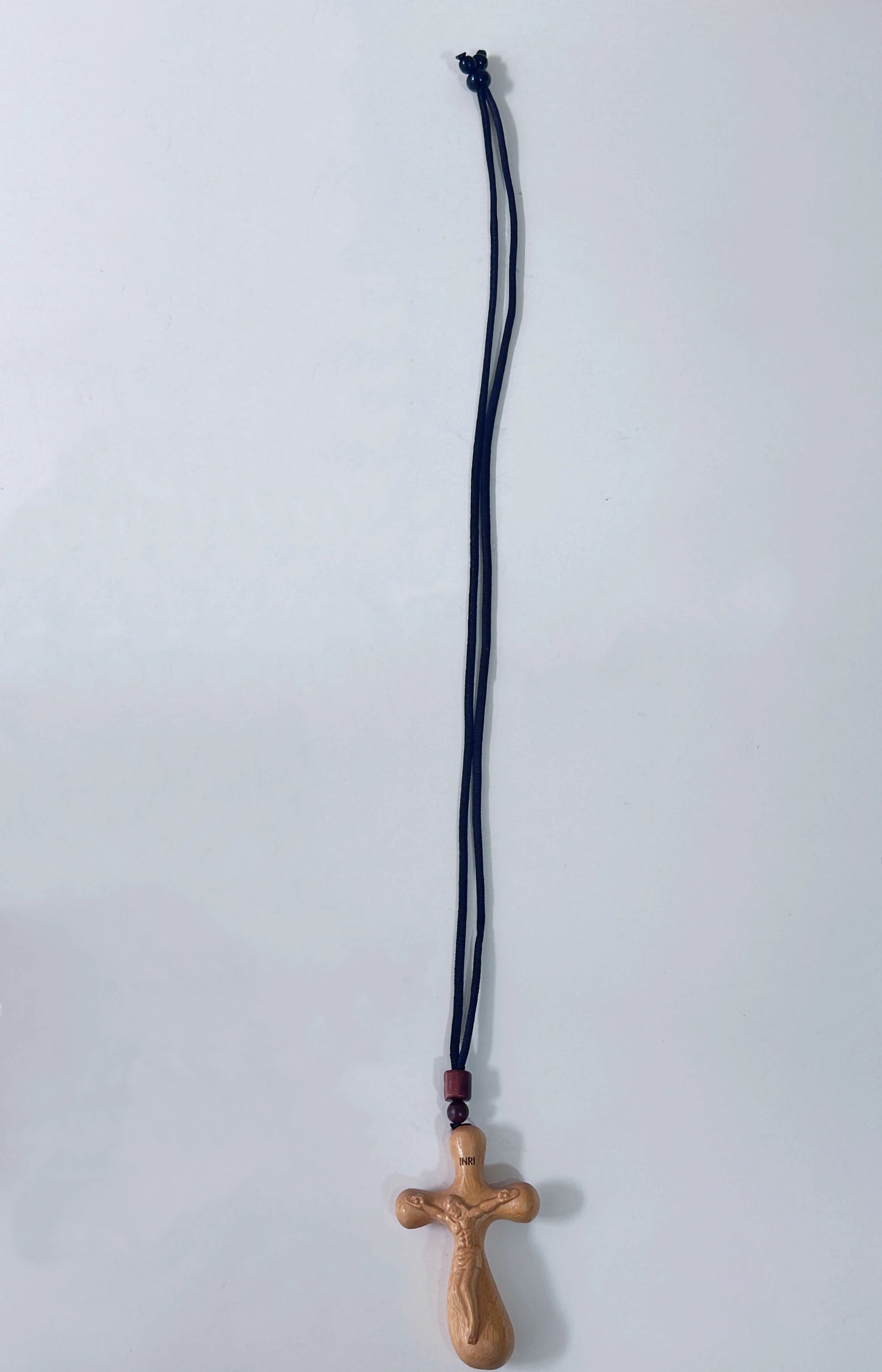 High-End Wooden Car Pendant, Creative Water Drop Shaped Cross Design, Handcrafted Real Wood Ornament for Vehicles & Home Decor