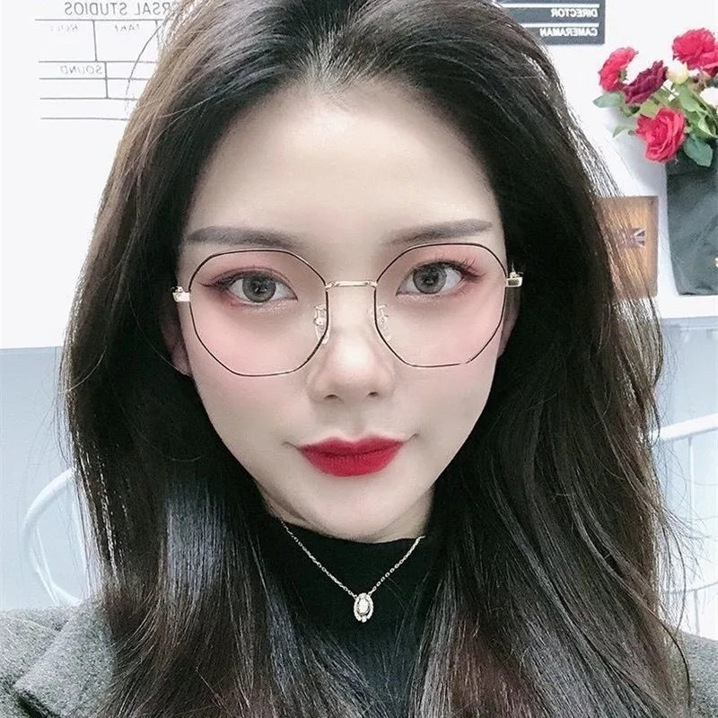 Fashion Ultra-Light Polygon Frame Anti-blue Light Glasses Unisex Reading Eyewear UV400 Shades Flat Mirror Eyeglasses