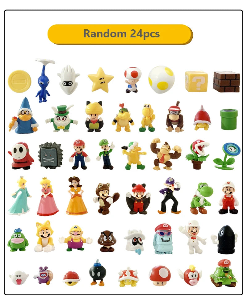 24pcs/Set Super Mario Advent Calendar Anime Action Figure PVC Model Dolls Christmas Calendar Toys For Children