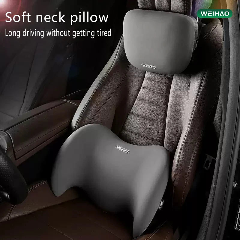 WEIHAO Car Memory Foam Neck Pillow Protection Lumbar Backrest Cushion Lumbar Cushion Car Headrest Cushion