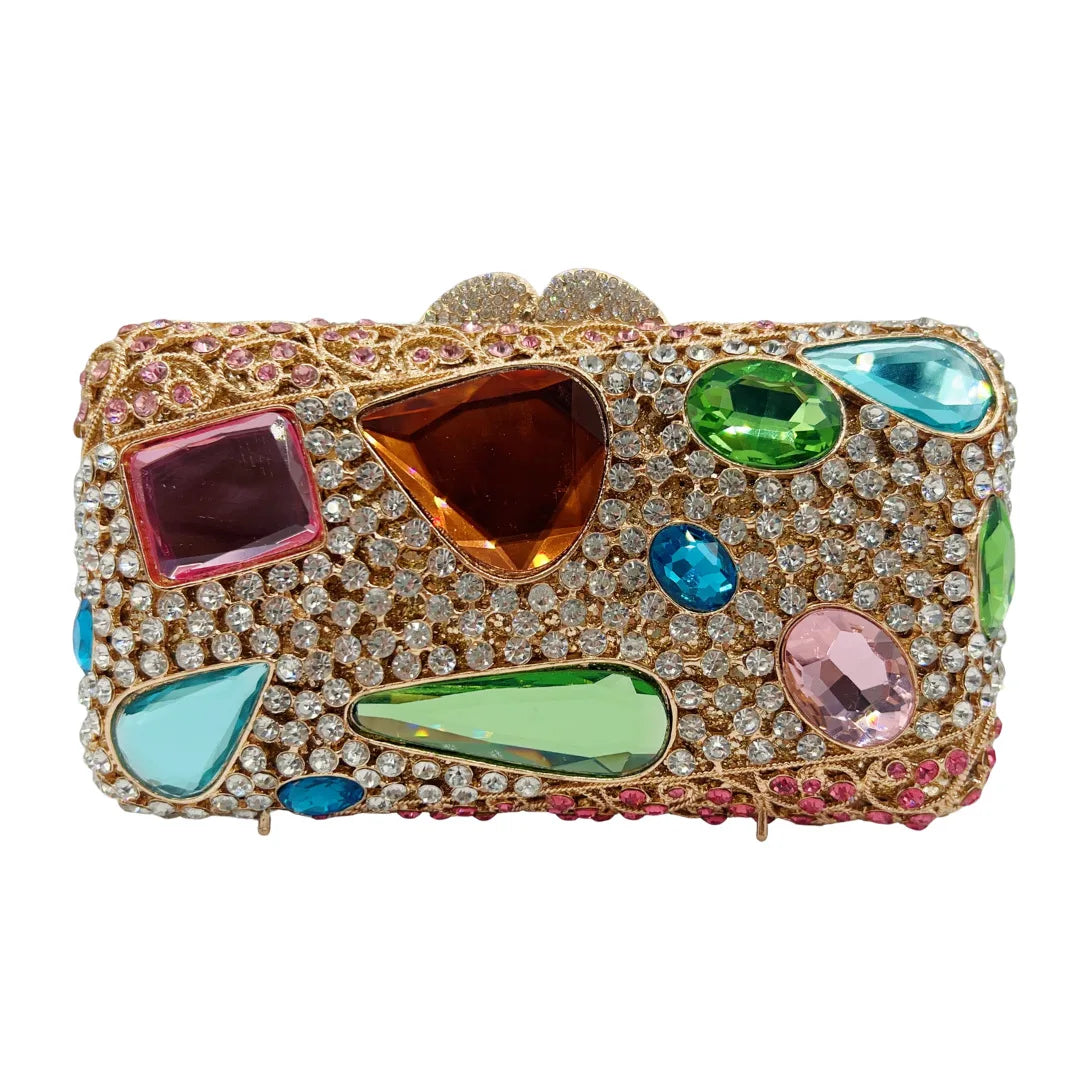 Luxury Glitter Metal Evening Bag Women Handbag Crystal Clutch Purse Wedding Party Bling Bag Rhinestone Diamond Prom Pouch