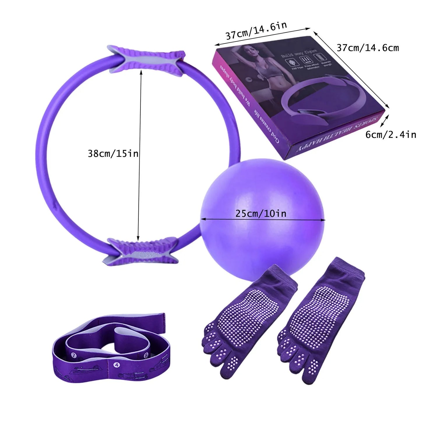 Yoga Pilates Circle Stretching Strap Elastic Resistance Ring Fitness Set Home Exercise Novice Yoga Equipment Accessories