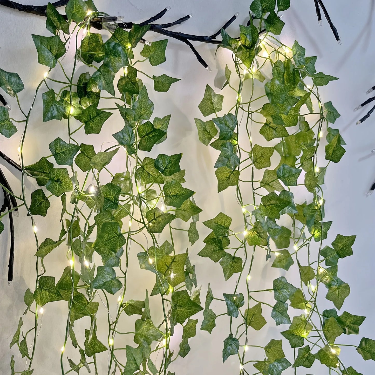 2M Green Leaf Artificial Ivy Vine LED Light for Home Room Decor Wedding Party Decoration Christmas Wall Plant Wreath Fake Plant