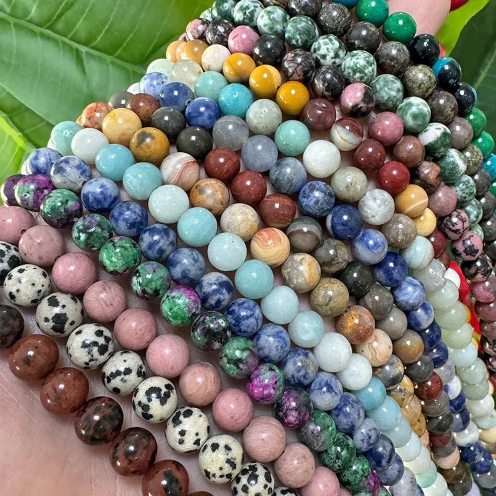 Natural Stone Beads Jaspers Amazonite Turquoises Agates Round Beads for Jewelry Making Diy Bracelet Earrings 4/6/8/10/12mm