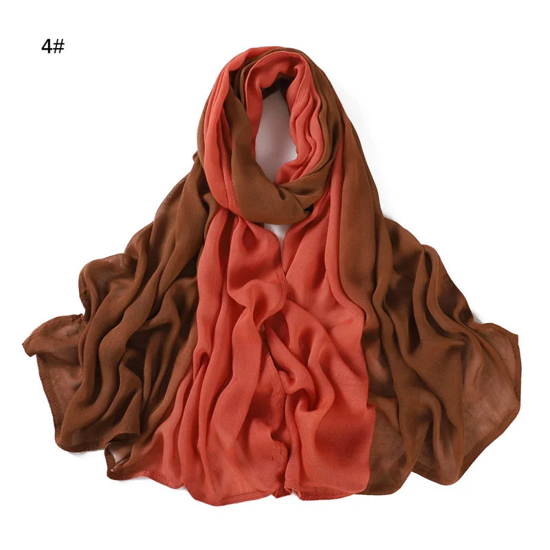90*185cm Big Size Women Gradient Color Cotton Rayon Hijab Scarf Lady High Quality Wraps Shawls Muslim Headband Islamic Scarves