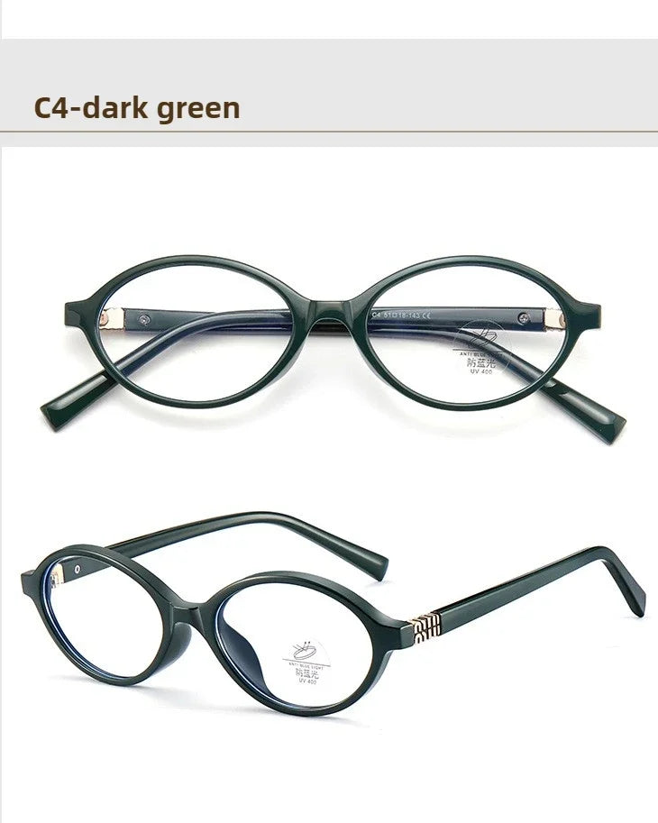 BLMUSA Retro Anti Blue Ray Photochromic Myopia Glasses Women Oval Small Frames Prescription Glasses Pop Classic Reading Glasses