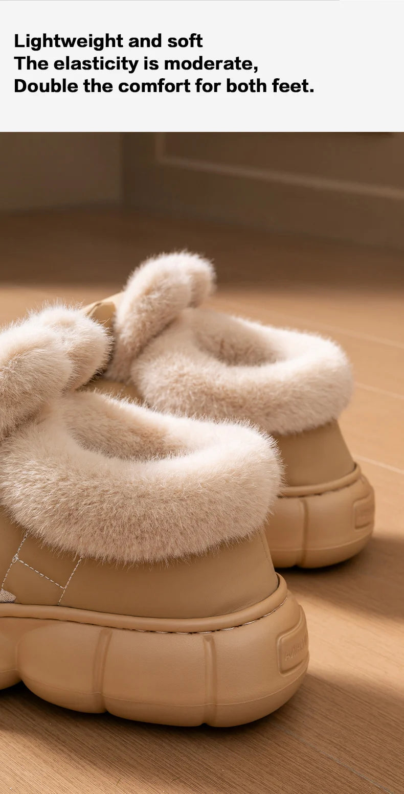 Thick soled bag with cotton slippers, women's winter new fashion bow with plush warm and waterproof snow boots for outdoor wear