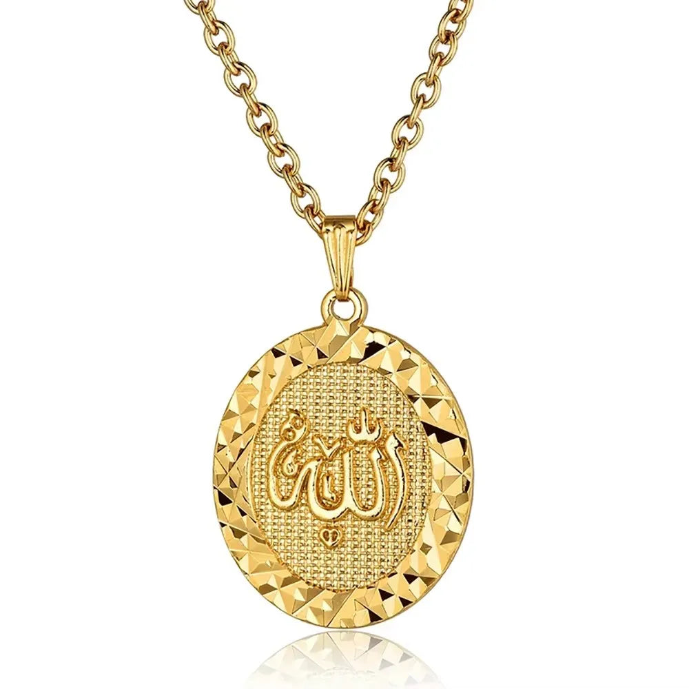 Religious Islamic Muslim Allah Pendant Female Gold Color Stainless Steel Oval Round Necklaces for Women Islam Jewelry Gift 2025