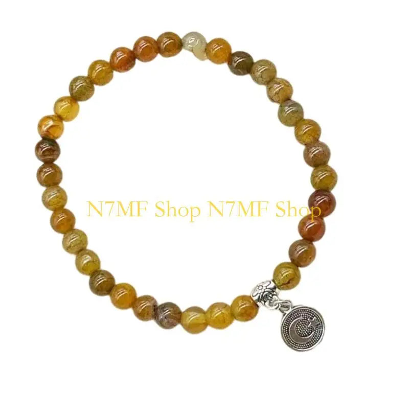 N7MF Unisex Prayer Beads Bracelet 33 Glass Beads Elastic Islamic Rosary Gift