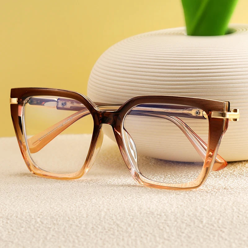 JMISUS Lightweight TR90 Butterfly Prescription Progressive Glasses Women Anti Blue Light Photochromic Square Optical Eyeglass