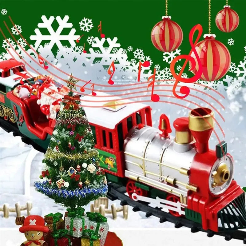 Christmas Electrical Train Christmas Tree Decoration Accessories Track Small Train With Music Santa Claus Train Children's Gift