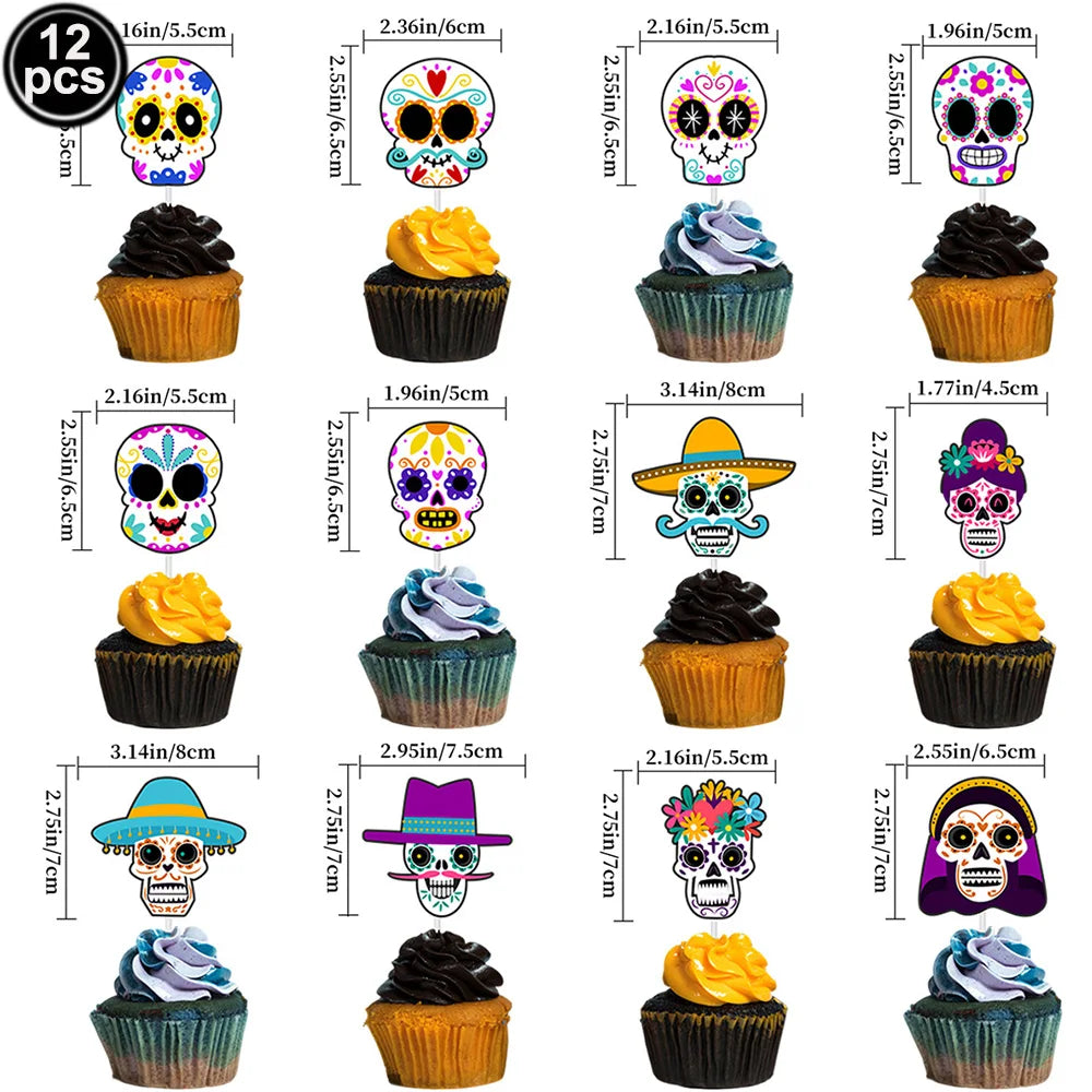 Mexico Day of the Dead Theme Party Hanging Decor Skull Banner Spiral Swirl Halloween Party Decoration Supplies