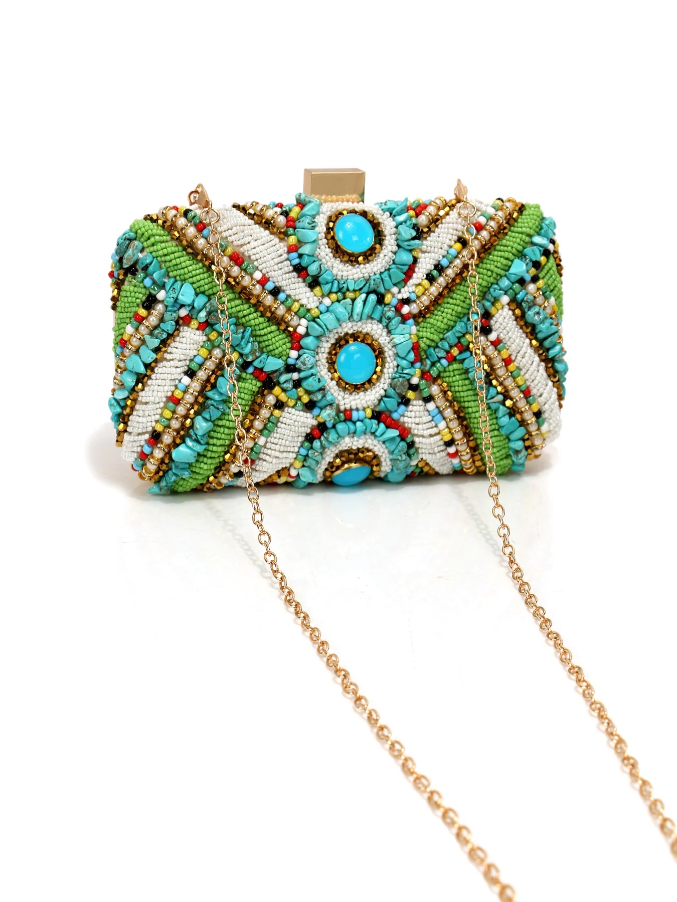 Green Color Embroidery Evening Bags Flap Fashion Beading Party Wedding Clutch Bags For Holiday Christmas Day Gift For Girl Purse