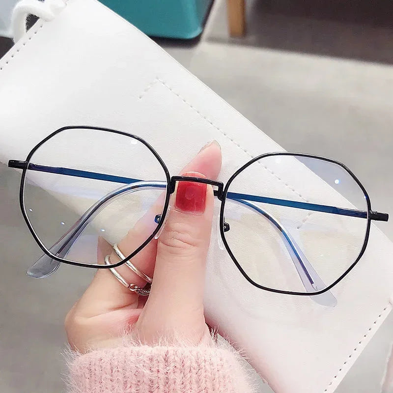 Fashion Ultra-Light Polygon Frame Anti-blue Light Glasses Unisex Reading Eyewear UV400 Shades Flat Mirror Eyeglasses