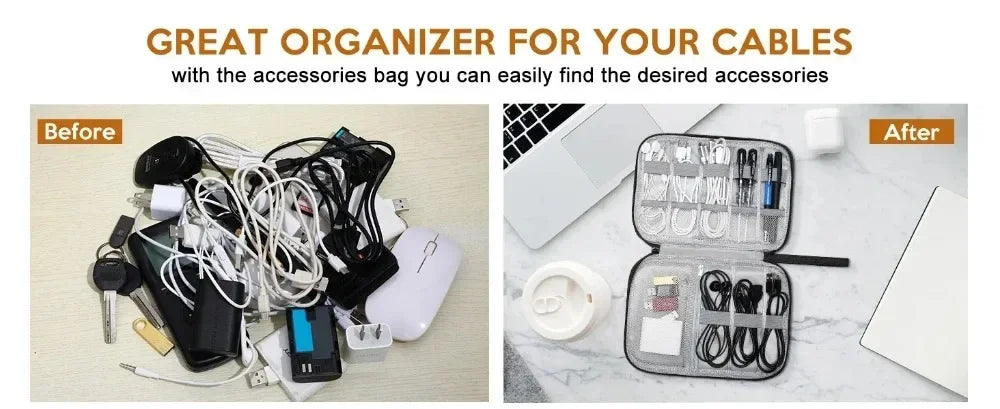 1pcs Portable Phone Cable Storage Bag Electronic Accessory Organizer USB OTG Data Cable Charger Plug Travel Waterproof Organizer