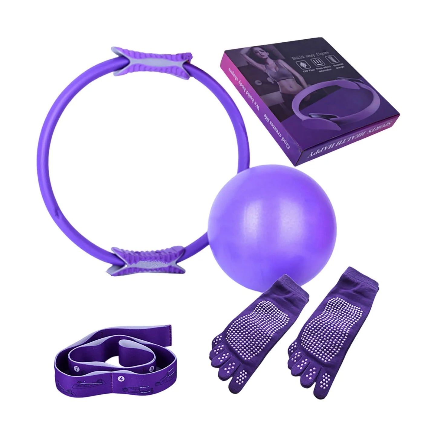 Yoga Pilates Circle Stretching Strap Elastic Resistance Ring Fitness Set Home Exercise Novice Yoga Equipment Accessories