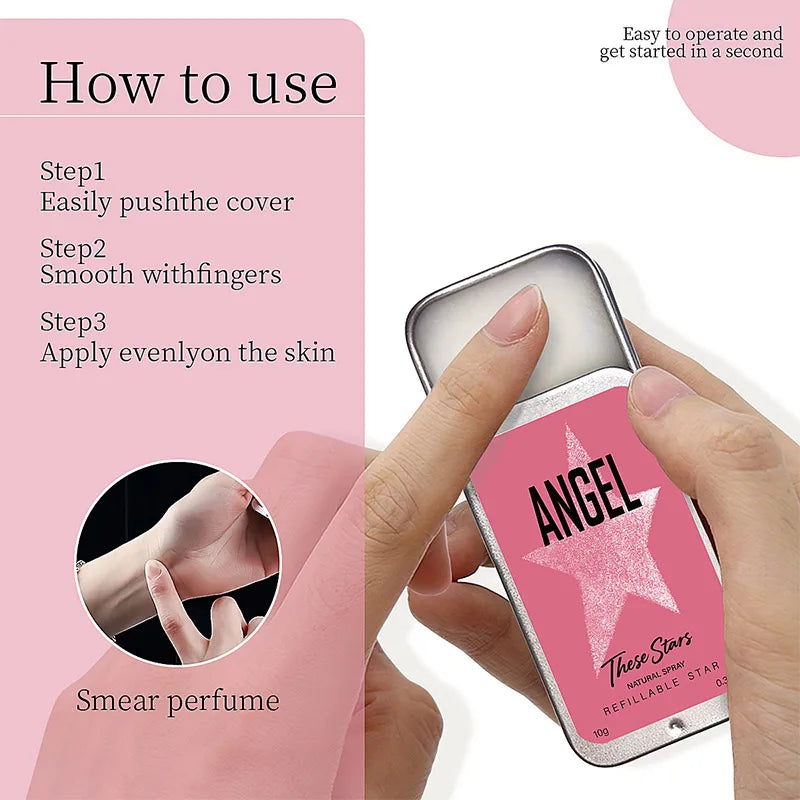 Angel Star Solid Perfume Cream Floral Fruity Cologne Long-lasting Fragrance Essential Oil Portable Dating Business Solid Perfume