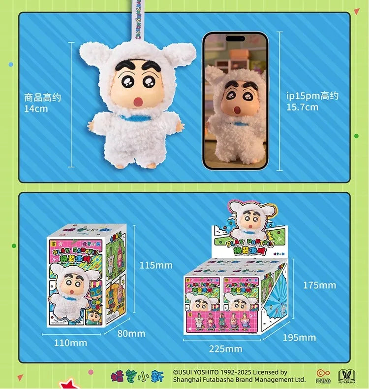 TOP TOY Crayon Shinchan Dressing Party Series Mystery Box Vinyl Wool Anime Figure Custom Collectible Toy Ornament Birthday Gift