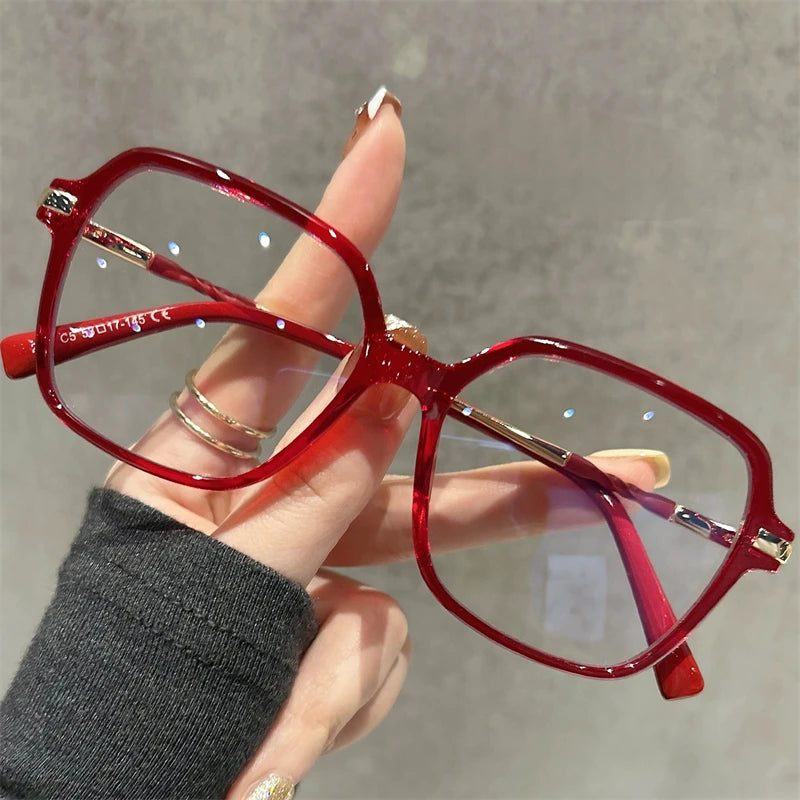 CLLOIO Premium Polygonal Customized Reading Glasses Women's Fashion Myopia Glasses Blue Light Blocking Prescription Eyeglasses