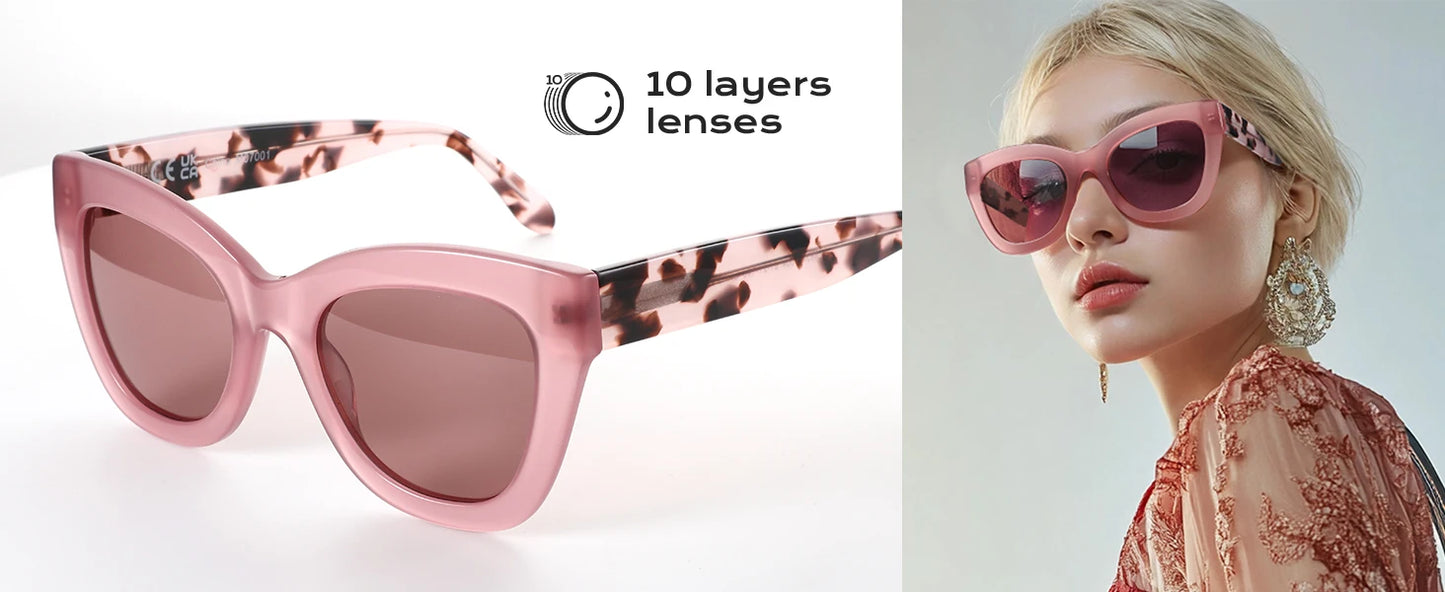 ZENOTTIC Handmade Acetate Polarized Sunglasses Fashion Square Shade UV400 Protection Sun Glasses for Women