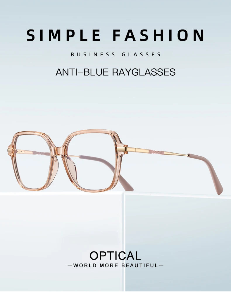 CLLOIO Premium Polygonal Customized Reading Glasses Women's Fashion Myopia Glasses Blue Light Blocking Prescription Eyeglasses