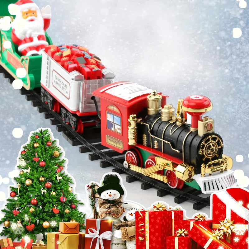 Christmas Electrical Train Christmas Tree Decoration Accessories Track Small Train With Music Santa Claus Train Children's Gift