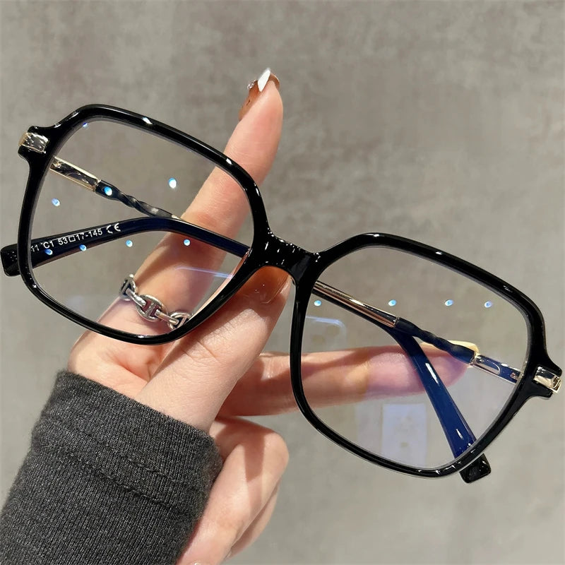 CLLOIO Premium Polygonal Customized Reading Glasses Women's Fashion Myopia Glasses Blue Light Blocking Prescription Eyeglasses