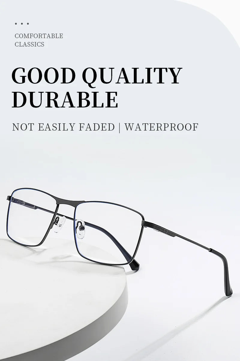 JMISUS 2025 Fashion Alloy Square Prescription Glasses Man Anti-Blue Light/Photochromic Myopia Eyewear Optical Eyeglasses