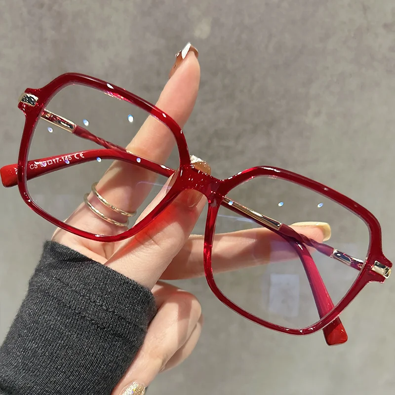 CLLOIO Premium Polygonal Customized Reading Glasses Women's Fashion Myopia Glasses Blue Light Blocking Prescription Eyeglasses