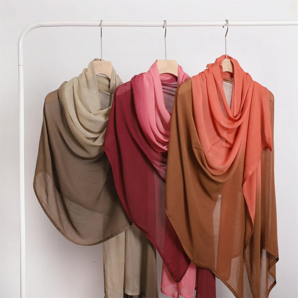 90*185cm Big Size Women Gradient Color Cotton Rayon Hijab Scarf Lady High Quality Wraps Shawls Muslim Headband Islamic Scarves