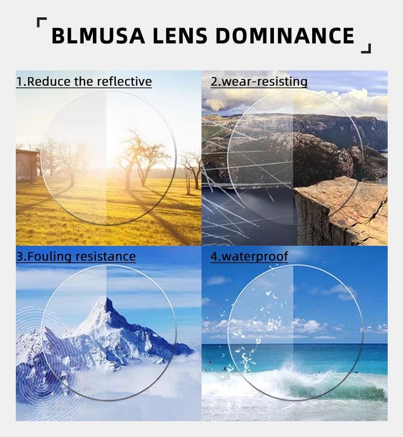 BLMUSA Men Classic Chrome Style Hearts Reading Glasses Anti Blue Light Myopia Glasses Photochromic Prescription Optical Eyewear