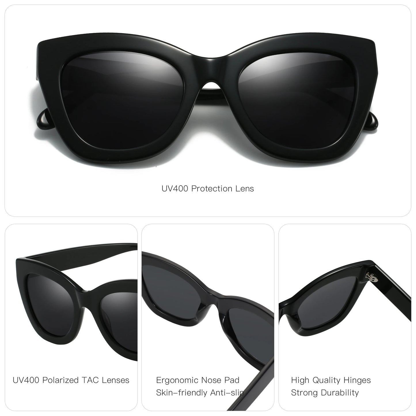 ZENOTTIC Handmade Acetate Polarized Sunglasses Fashion Square Shade UV400 Protection Sun Glasses for Women