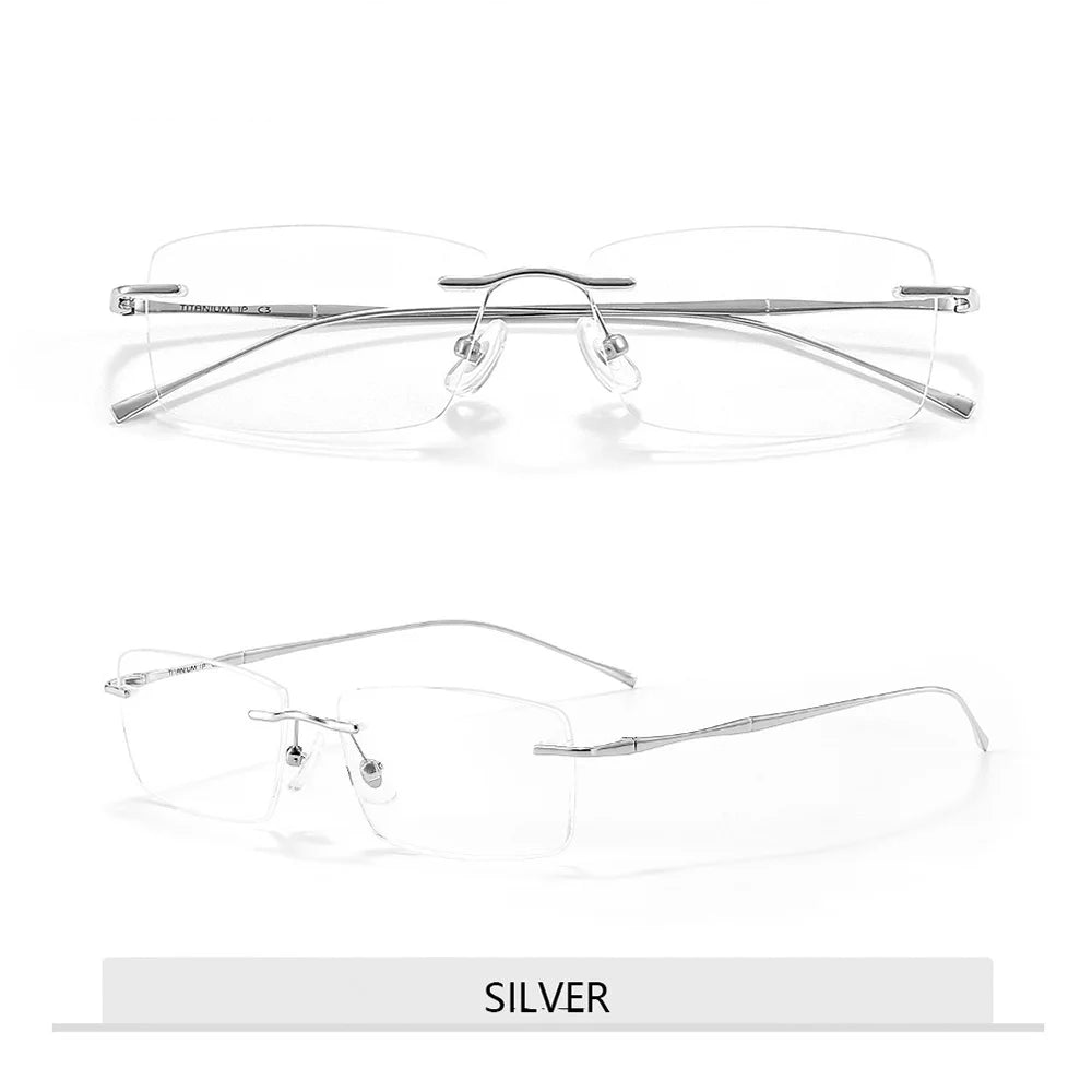 Pure Titanium Glasses Anti Blue Light Men's Eyeglasses Frames Luxury Brands Rimless Glasses Women Pure Titanium Computer Lenses